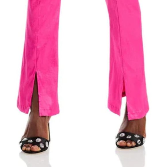 NWT Hosbjerg Women's Elora Ankle Cropped Dress Hot Pink Pants with Front Slits - Picture 3 of 3